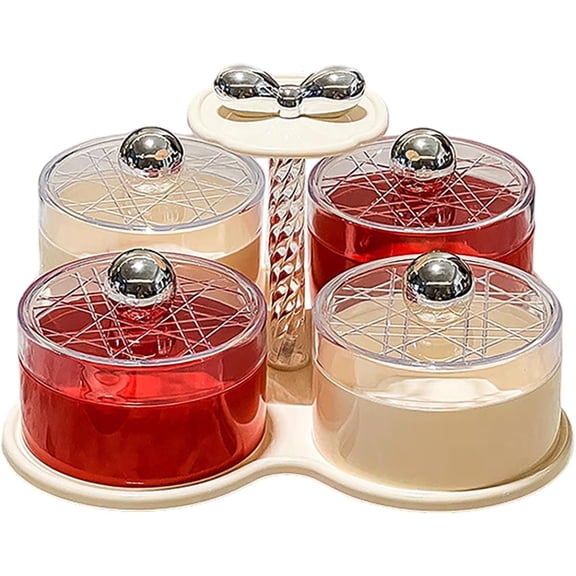 360° Smooth Rotating Snack Spinner with Lid, 4 Sealed Compartment Divided Serving Tray that Spins for Party Game Night Coffee Table Home Daily Use
