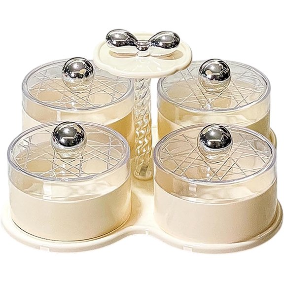 360° Smooth Rotating Snack Spinner with Lid, 4 Sealed Compartment Divided Serving Tray that Spins for Party Game Night Coffee Table Home Daily Use