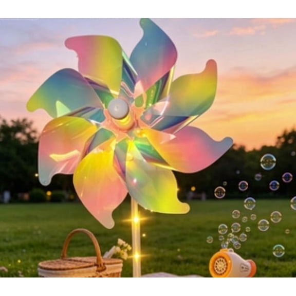 360° Solar Wind Spinners with Led Lights, Waterproof Windmill for Yard & Garden Decor, Solar Powered Outdoor Decorative Lights with Kinetic Wind Sculptures,Medium Size