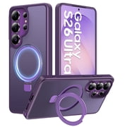 360 Spin Magnetic Stand Case for Samsung Galaxy S26 Ultra - MagSafe Compatible, Military-Grade Shockproof Cover with Kickstand & Ring Holder, purple