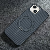 360° Spin Magnetic Stand & Invisible Ring for iPhone 14 Carbon Fiber Case, Compatible with MagSafe Shockproof Military Drop Protection Ultra Slim Phone Case for iPhone 14, Black