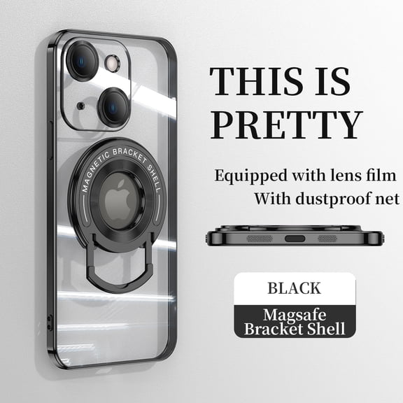 360° Spin Magnetic Stand for iPhone 15 Case, [Compatible with MagSafe][Military Protection][Full Camera Protection] Adjustable Kickstand iPhone Case for iPhone 15,Black