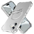 thumbnail image 1 of 360° Spin Magnetic Stand for iPhone 16 Plus Case, Compatible with MagSafe, Drop-proof, Wave Frame ,Built-in Kickstand & Ring Holder, Shockproof Slim Case for iPhone 16 Plus Phone Case,Silver, 1 of 6