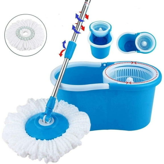 360° Spin Mop and Bucke Set for Home, Wet Dust Mop for Floor Cleaning with 4 Mop Heads