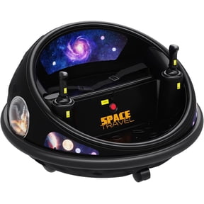 360 Spin Ride-On Bumper Car with Remote Control, LED Lights & Music, Rechargeable Indoor/Outdoor Electric Ride-On, Soft Bumper, Seat Belt, Non-Marking Wheels,Black