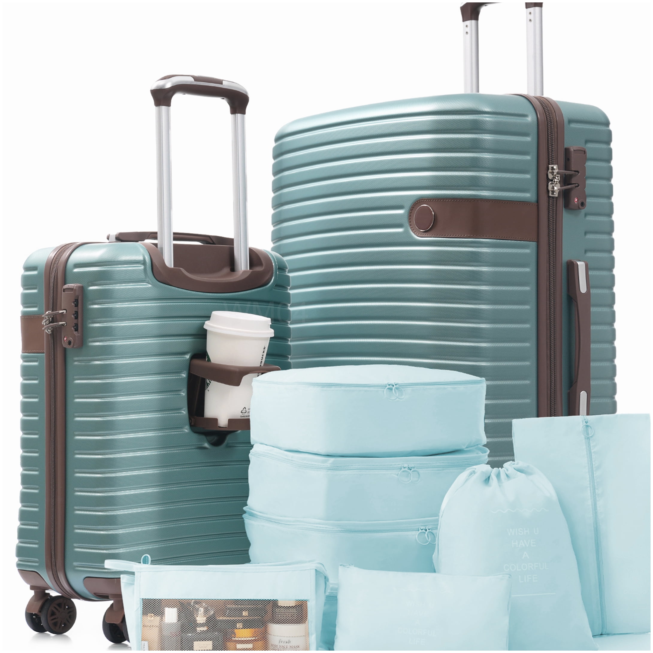 360° Spinner Wheel Luggage Set with TSA Lock, Lightweight ABS Hardshell, Blue Suitcases for Men and Women