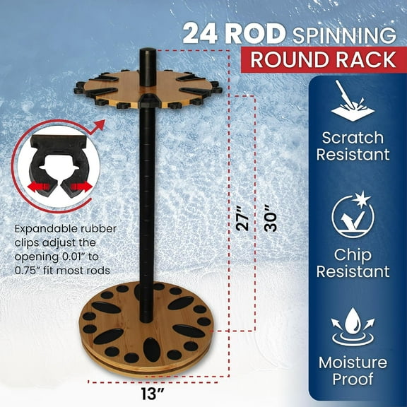 360 Spinning Fishing Rod Holder -  Storage Rack for Garage, Shed, Boat