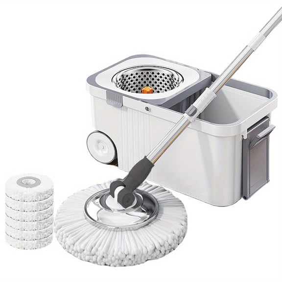 360 Spinning Floor Cleaning System with 6 Replacement Refills Extended Handle - Household Cleaning Automatic Spin Mop Hand-Free Automatic Dehydration Mop for Household Floor Cleaning