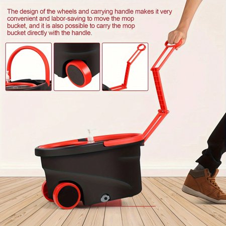 360° Spinning Mop Bucket System - Spin Mop And Bucket With Wringer Set On Wheels - 3 Microfiber Mop Replacement Heads