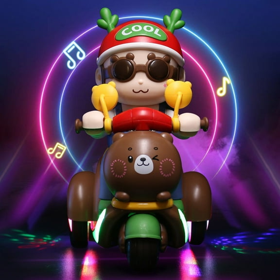 360° Stunt Tricycle Toy,Electric Tricycle Toy Cartoon Motorcycle Vehicle Stunt Performance,Rotating Stunt Trike Toy Car,Music,Luminous Lights,Birthday Gifts,Novelty Fun Stylish Toy Vehicle Gifts