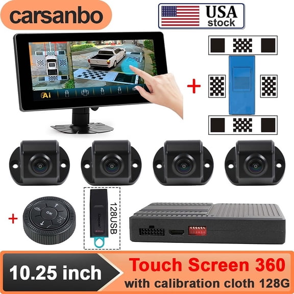 360 Surround View Camera System 10.25" Touch Screen Monitor Auto Rearview DVR  For RV Truck VAN