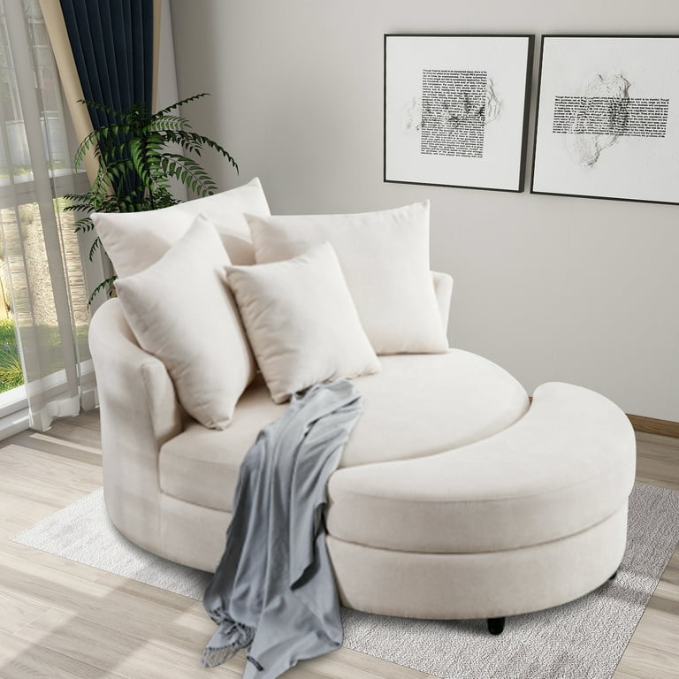 360° Swivel Accent Barrel Chair and Half Crescent Moon Storage