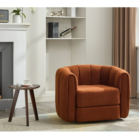 360° Swivel Accent Barrel Chair, Modern Round Armchairs with Upholstered, Comfy Swivel Accent Chair with Backrest and Seat Cushion ,for Living Room, Dining Room, Guest Room