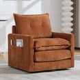 thumbnail image 1 of 360°Swivel Accent Chair, Upholstered 28''W Oversized Armchair, PAPROOS Barrel Chair Reading Armchair with Side Pockets & Cushion, Modern Accent Chair with Metal Base for Living Room Bedroom, Brown, 1 of 8