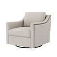 thumbnail image 1 of Swivel Accent Chair, Paproos Linen Upholstered Armchair, 31’’Wide 360 Degree Swivel Barrel Chair with Cushions & Nailhead Trim, Comfy Reading Chair Club Sofa Chair for Living Room Bedroom， Beige, 1 of 9