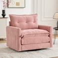 thumbnail image 1 of 360°Swivel Accent Chair, Chenille Upholstered Armchair, Paproos Barrel Chair Reading Armchair with Side Pockets & Cushion, Modern Accent Chair with Metal Base for Living Room Bedroom, Pink, 1 of 8