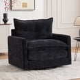 thumbnail image 1 of 360°Swivel Accent Chair, Chenille Upholstered Armchair, Paproos Barrel Chair Reading Armchair with Side Pockets & Cushion, Modern Accent Chair with Metal Base for Living Room Bedroom, Black, 1 of 8