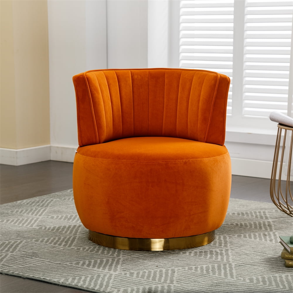 360° Swivel Accent Chair with Curved Backrest, Velvet Upholstered