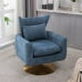 thumbnail image 1 of 360° Swivel Accent Chair with Lumbar Pillow, Classic Mid-Century Round Club Chair with Gold Base, Comfy Deep Seat Upholstered Reading Armchair for Living Room Bedroom and Office, Blue, 1 of 7