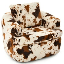 360° Swivel Accent Chair, Modern Barrel Chair with Dual-Layer Cushion, Chenille Upholstery, Swivel Chair for Living Room, Bedroom, Office, Beige&Brown