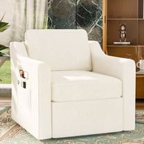 360° Swivel Accent Chair, spacious and comfortable reading chair, square single armchair, upholstered reading sofa, Beige