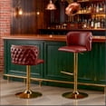 thumbnail image 1 of Tayuzo Adult Low Back Adjustable Seat Height Bar Stools - Set of 2, Burgundy, 1 of 10