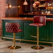 Tayuzo Adult Low Back Adjustable Seat Height Bar Stools - Set of 2, Burgundy
