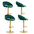 thumbnail image 1 of 360°Swivel Bar Stools, Adjustable Height Bar Stools with Open Back and Golden Footrest, Upholstered Barstools, Vintage Sturdy Frame Chairs for Kitchen Island, Bar(Emerald,Set of 4), 1 of 9