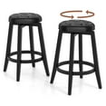 thumbnail image 1 of 360° Swivel Bar Stools Set of 2, 26-inch Height Vintage Upholstered Rubberwood Backless Bar Chairs with Footrest, Kitchen Counter Stools for Kitchen Island Dining Room Home Bar, Black, 1 of 4