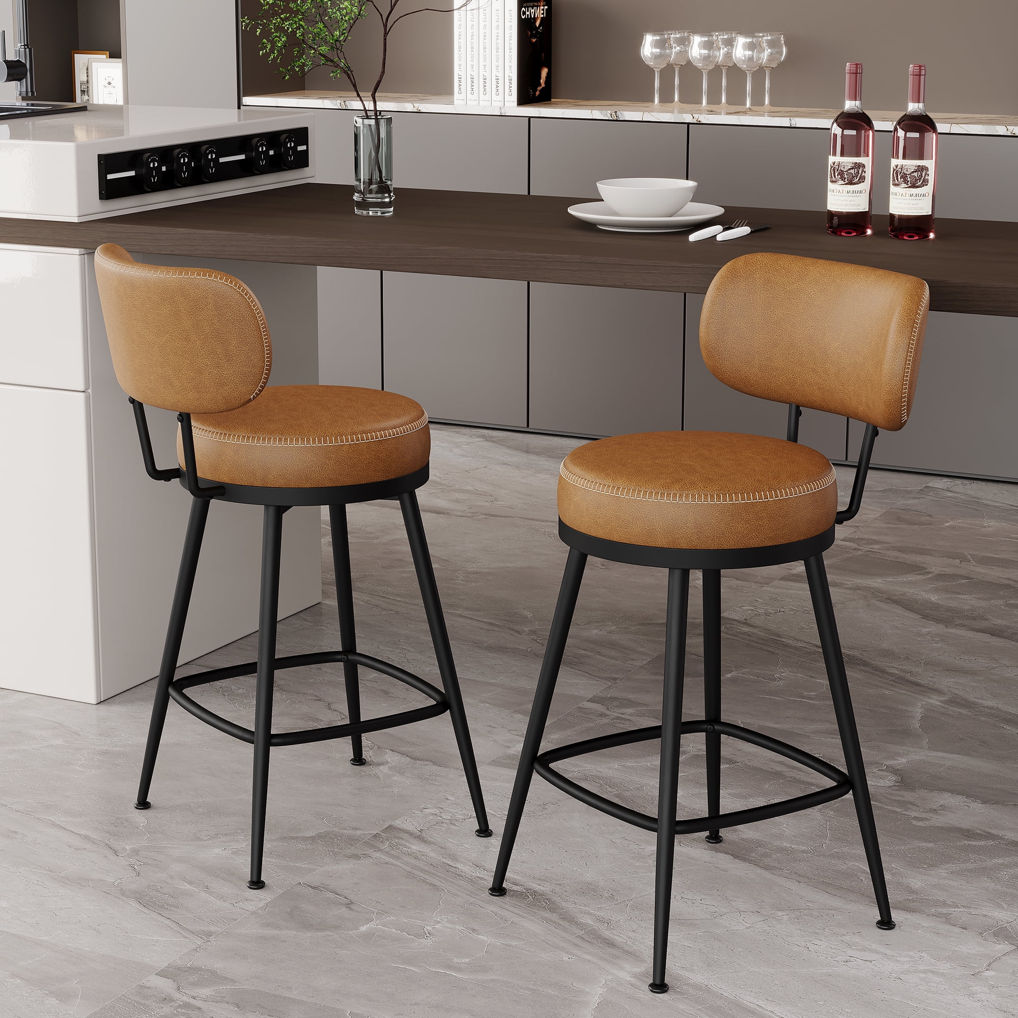 360° Swivel Bar Stools Set of 2, 36 inch Counter Height Bar Stools