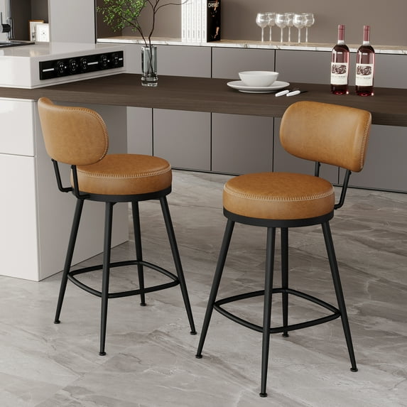 360° Swivel Bar Stools Set of 2, 36 inch Counter Height Bar Stools Modern Barstools , Metal Frame & Footrest for Kitchen Island, Cafe, Pub, Bar Counter