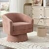 360 Swivel Barrel Accent Chair, Chenille Upholstered Lounge Reading Armchair with Metal Base, Round Single Sofa for Living Room, Bedroom, Office, 27.6 x 27.6 x 27.6 in,Pink