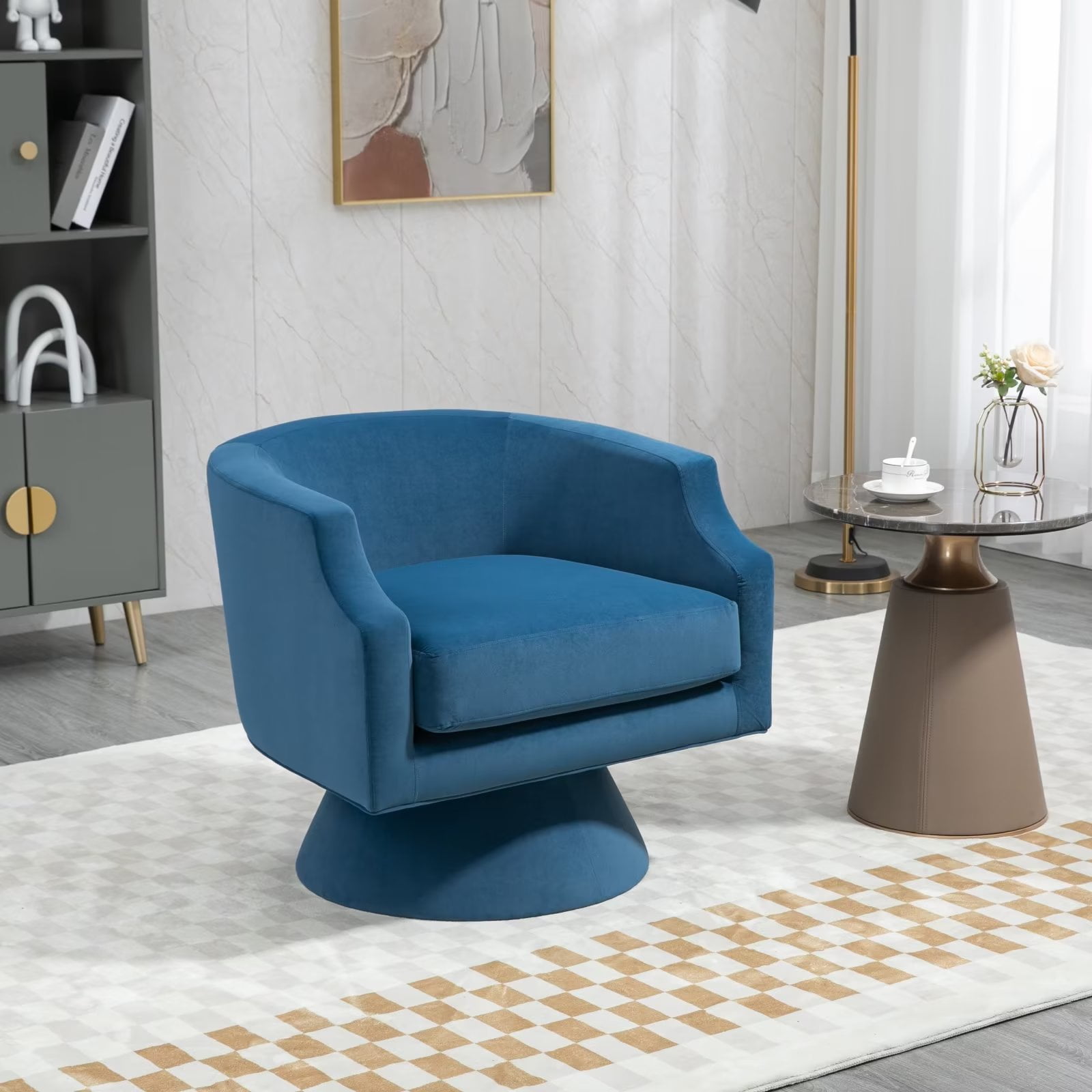 360° Swivel Barrel Chair, Swivel Round Accent Chair with 21.3inch Wide