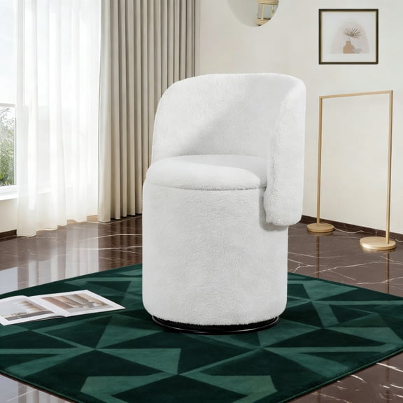 360 Swivel Barrel Stool with Hidden Storage | Multi-Functional Upholstered Vanity and Dining Chair with Soft Padding, Includes Free Cat Bed Stool