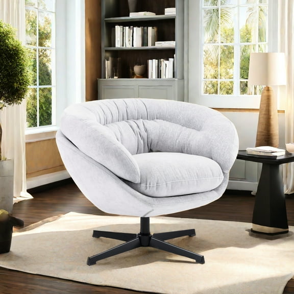 360° Swivel Club Chair With Gray Chenille - Enjoy Seamless Rotation Upholstery Versatile For Any Use