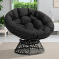 thumbnail image 1 of 360 Swivel Comfy Papasan Chair with Fabric Cushion, Metal Frame, Black Cushion - Black Base, 1 of 7