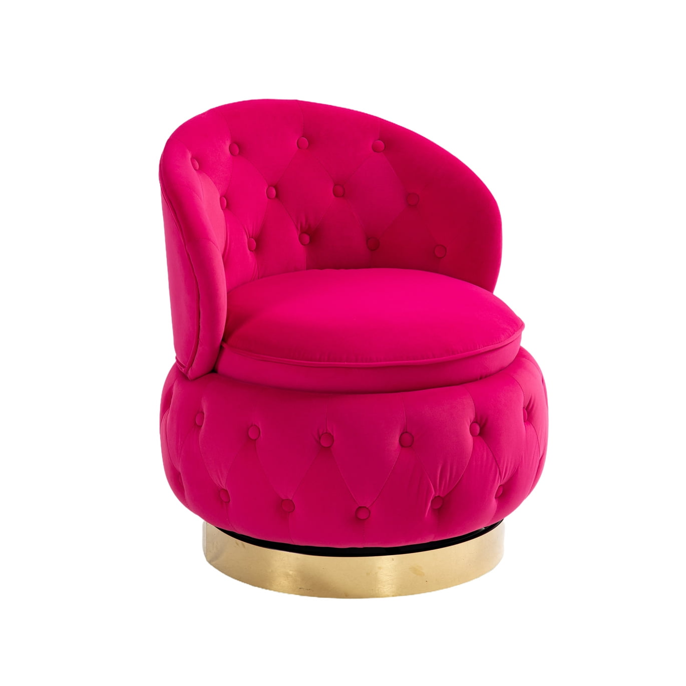 360 ° Swivel Cuddle Barrel Accent Chairs with Storage, Round Armchairs with Upholstered & Gold