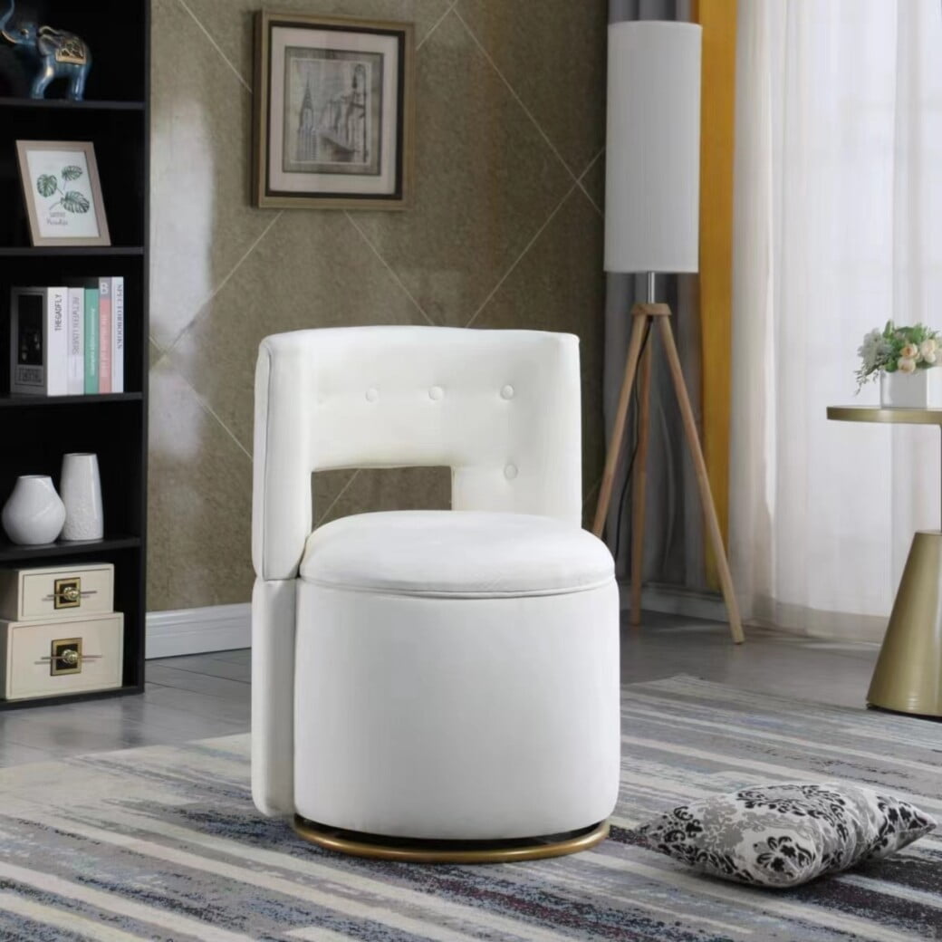 360° Swivel Cuddle Barrel Chair with Storage, Velvet Armless Accent ...