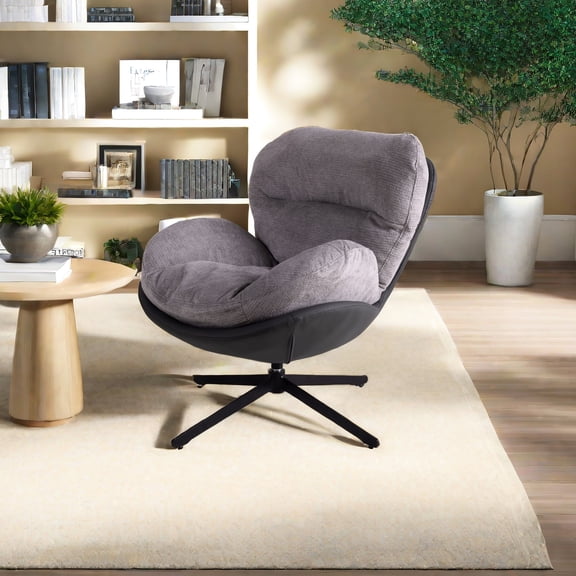 360° Swivel Dark Gray Lodge Wingback Chair / Sturdy Base for Stability / Professional Settings
