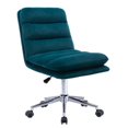 thumbnail image 1 of 360 Swivel Degree Home Office Chair, Modern Velvet Upholstered Armless Desk Chair with 5-stars Metal Base, Adjustable Lift Height and Padded Back & Seat, Leisure Accent Chair for Living Room, Teal, 1 of 7