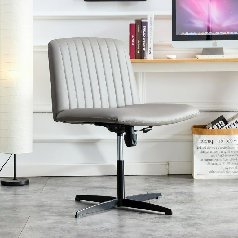 Vitesse Armless Office Desk Chair No Wheels,Fabric Padded Modern Swivel  Vanity Chair,Height Adjustable Home Office Chair 