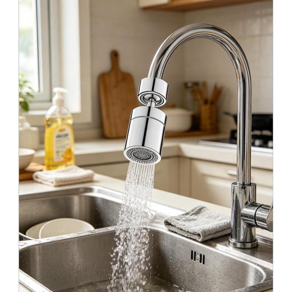 360Swivel Faucet Aerator,Kitchen Sink Faucet Aerator Solid Brass Dual Function Bubble Stream/Strong Spray Kitchen Faucet Attachment Swivel Sprayer- Female Thread Chrome