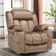 thumbnail image 1 of 360° Swivel Glider Rocking Recliner Chair, Overstuffed Manual Massage Recliner with Heat and Vibration, Single Modern Sofa Home Seating for Living Room, Cup Holders/USB Ports (Plush-Brown), 1 of 7