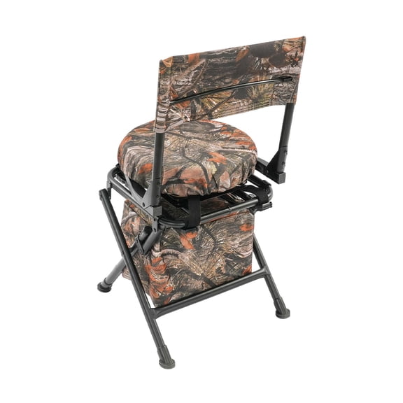 360° Swivel Hunting Chair for Blinds,Camouflage Foldable Ground Blind Chair with Backrest and Storage Bag,Portable Silent Rotating Chair,for Deer Turkey Hunting, Fishing, Camping (Rust)