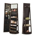 thumbnail image 1 of 360° Swivel Jewelry Cabinet with Full Length Mirror Modern Adult Accessory Armoire, Brown, 1 of 8