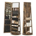 thumbnail image 1 of 360° Swivel Jewelry Cabinet with Full Length Mirror Modern Adult Accessory Armoire, Rustic Brown, 1 of 7