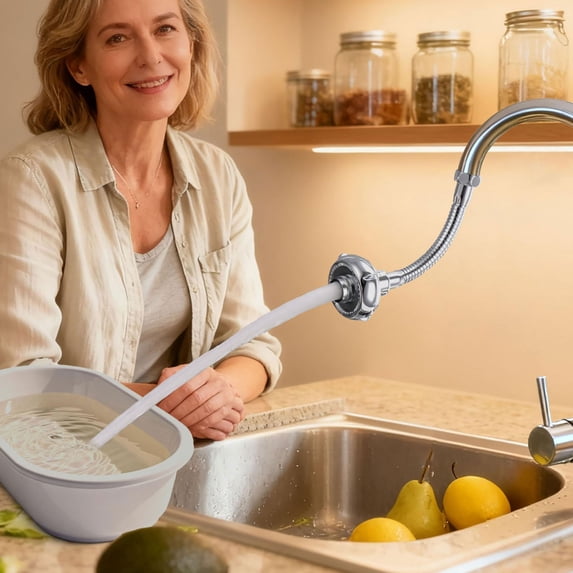360° Swivel Kitchen Faucet Extender, Anti-Splash Dual-function Kitchen Faucet Sprayer Attachment,Large-diameter Shower Head Sink Aerator,Water Saving, 1 Pcs, 8.0x2.4"