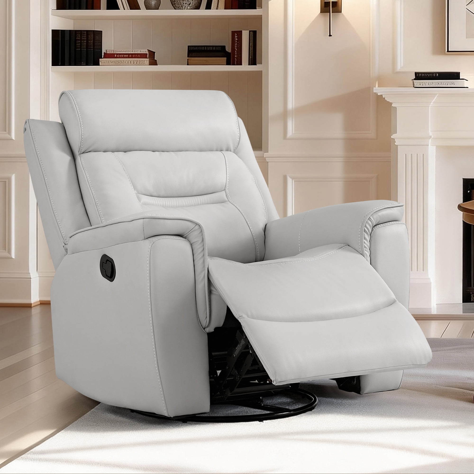 Spruce & Spring360° Swivel Manual Recliner with Glider Motion for Living Room, White