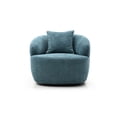thumbnail image 1 of 360° Swivel Mid Century Modern Curved Sofa, Single Seat Boucle Fabric Cloud Couch, Blue Accent Chair, 1 of 9