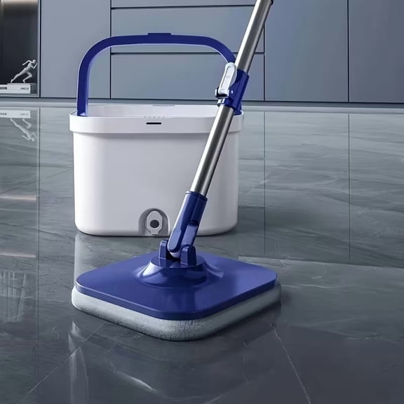 360 Swivel Mop and Bucket Set with Stainless Steel Handle - 4 Microfiber Replacement Heads for Effortless Floor Cleaning
